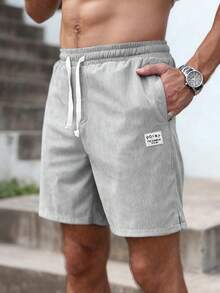 Men's Casual Loose Thin Solid Color Drawstring Shorts, Suitable For Outdoor And Commuting In Summer - Light Grey - View 2