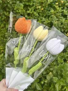 10朵手工鉤編向日葵，DIY成品花束人造編織向日葵，微笑編織逼真向日葵，生日、婚禮、畢業、教師節最佳禮物。適用於餐廳、房間、臥室及其他家居裝飾，節日禮物與派對裝飾，聖誕新年家居裝飾。 - 多色玫瑰 - 查看 9