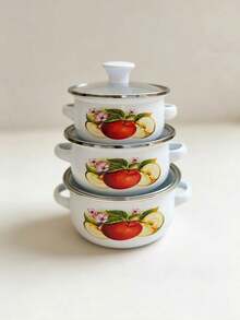 3pcs Enamel Soup Pot Set, Mini Enamel Pot For Porridge, Milk, Noodles, Suitable For Induction Cooktop And Gas Stove - View 5
