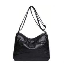 Women's PU Rivet Iron Ring Small Accessory Retro Gift Bag, Portable Versatile Large Capacity Crossbody Bag - Black - View 6