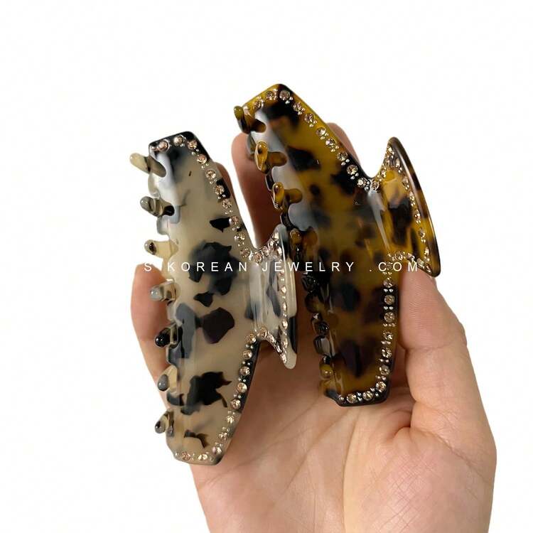 1个Eris法式复古醋酸纤维爪夹发夹，奢华玳瑁发爪发饰 - 彩色 - 查看 4