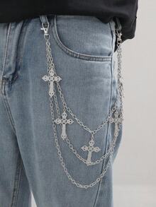 1pc Denim Chain Metal Waist Chain, Fashionable Multi-Layer Pant Chain, Punk Street Dance Waist Belt Chain - Multicolor - View 5