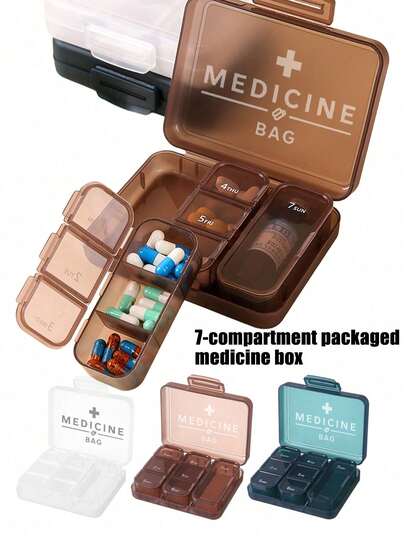 7-Compartment Weekly Medicine Box Organizer, Portable Pill Case Storage Bag With Daily Dividers, Ideal For Sorting Pills, Vitamins, Supplements By Days (Mon-Sun), Keeping Medications Tidy & Accessible, Suitable For Travelers, Elderly, Health-Conscious Individuals, Busy Families, Perfect For Daily Medication Routine, Travel Toiletry Kits, Office Storage, Weekend Getaways