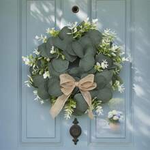 Spring Wreath Farmhouse Green Eucalyptus Wreath Artificial Greenery Wreath For Front Door - View 5