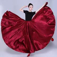 1pc Fashion Dancing Long Dress, Women's Satin Double Slit Full Sequin Dress, Inspired By Belly Dance Flamenco Dress, Suitable For Festivals, Parties, Nightclubs, Beaches, Boho Vintage Style - Multicolor - View 17