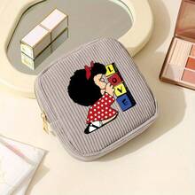 1个 Mafalda Design 女士灯芯绒化妆包，拉链封口 | 多隔层设计，可收纳口红、指甲油、必备品、化妆品、卫生巾等，简约化妆包 - 彩色 - 查看 12