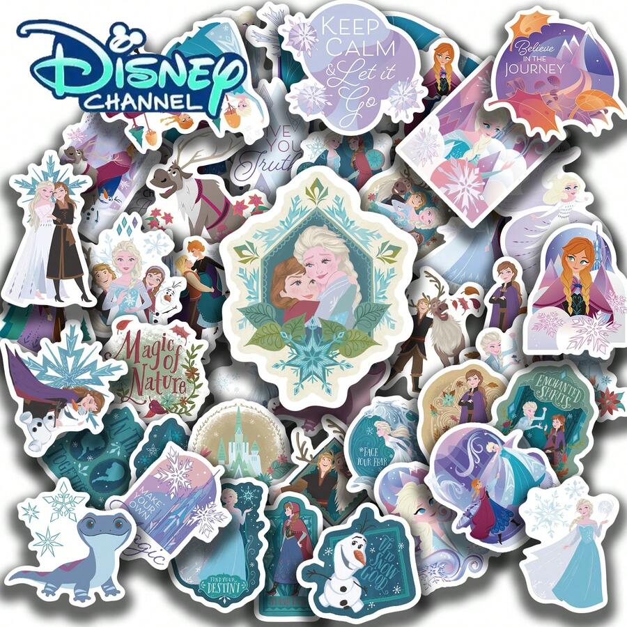 Disney 50pcs Frozen 3 Stickers, Creative Graffiti Stickers, Office Supplies, Mobile Phone And Computer Stickers, High-Value, Exquisite, Cool Stickers, Fun, Classic, Colorful Cartoon Design, Gift Decoration, Phone Case Decoration Stickers, Reusable, Colorful Cartoon Design, Suitable For Water Bottles, Skateboards, Mobile Phones, Etc., Very Suitable For School Supplies, A Top Choice For Holiday Gifts. - 50pcs - View 1