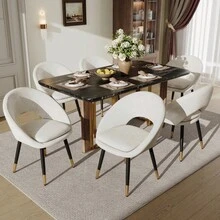 Dining Chairs - Beige + Velvet - View 3