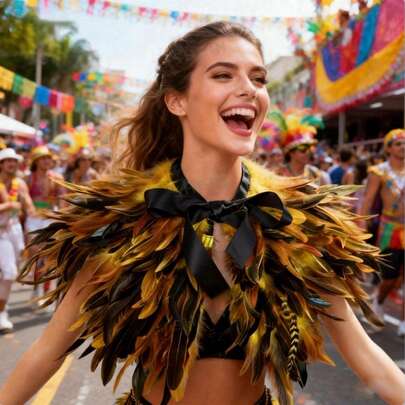 1pc Exaggerated Personalized Flamboyant Multi-Layer Feather Shawl, Suitable For Carnival, Parade, Stage Performance, Celebration, Cosplay