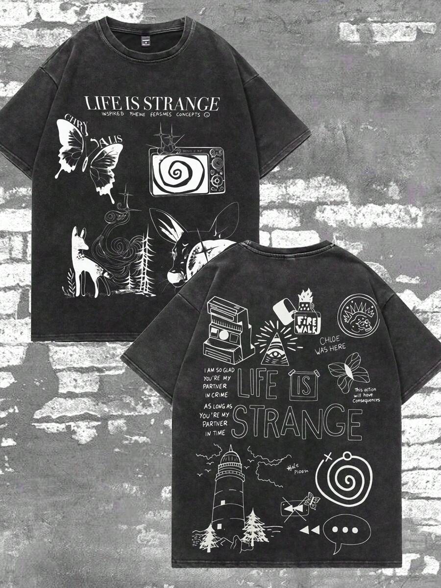 Life Is Strange Inspired Theme Designs Concepts T Shirt Retro Washed T Shirt 230 Pure Cotton T Shirt Men's T Shirt Local Delivery Men's Casual Comfortable 2026 New Model T Shirt Street Style Cotton - 黑色 - 查看 1