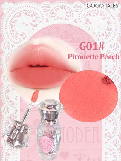 GOGO TALES GOGOTALES 甜美粉红芭蕾雾唇泥，低饱和度裸色，轻盈不拔干，丰润顺滑，百搭持久，哑光丝绒质地，适合日常自然妆容