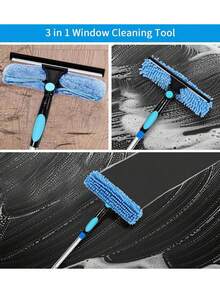 Professional 72" High Window Cleaning Squeegee Set With Extension Pole, 2-In-1 High Window Cleaning Squeegee Set With 1 Rotatable Head And 2 Interchangeable Washers, Best Indoor Outdoor Window Washing Equipment - A - 查看 2