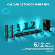 LEQI Barras de Sonido Potente 250W Sound Bar 5.1 Teatro En Casa con Subwoofer Barra Sonido Home Theater Bocina Barra para TV Conexión Bluetooth USB Óptico y Auxiliar Incluye Control Remoto - como en la foto - Ver 4