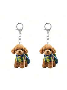 2D Fluffy Poodle Keychain - Brown Puppy, Waterproof Scratch-Resistant Acrylic Pendant, Lightweight Women's Gift, Exclusive For Pet Owners - Valentine's Day, Mother's Day, Campus Accessories, Daily Carry, Quirky Charm, Protective Film, Animal Accessories, Women's Accessories, Christmas, Carefully Selected Gift For Dog Lovers - Multicolor - View 15