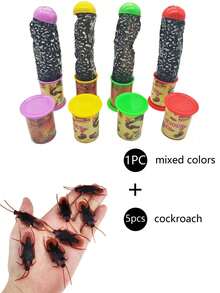 恶作剧玩具，多种选择，包括薯片蛇、坚果罐、饼干桶、搞笑派对娱乐互动道具，薯片蛇+5件蟑螂模型组合更有趣，可重复使用 - 紅色 - 查看 21