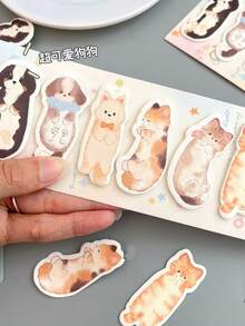 1pc Cute Cat & Dog Shaped Memo Pad, Aesthetic Cartoon Index Stickers, Student Message Categorizing Sticky Notes - Multicolor - View 1
