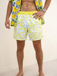 男士休闲水果印花沙滩短裤 - 彩色 - 查看 4