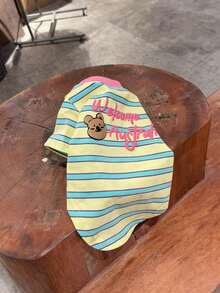 Striped Dog & Cat T-Shirt With Cute Koala Print, Breathable Pet Clothes Suitable For Small & Medium Dogs & Cats, Classic Striped Daily Outfit For Puppies & Kittens - Multicolor - View 13