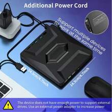 External DVD Drive, USB 3.0 Portable, Type-C Compatible, CD/DVD  Disk Drive External DVD Player CD/DVD ROM Burner Reader Compatible Laptop Desktop PC Windows Linux  IOS Black - Black - View 3