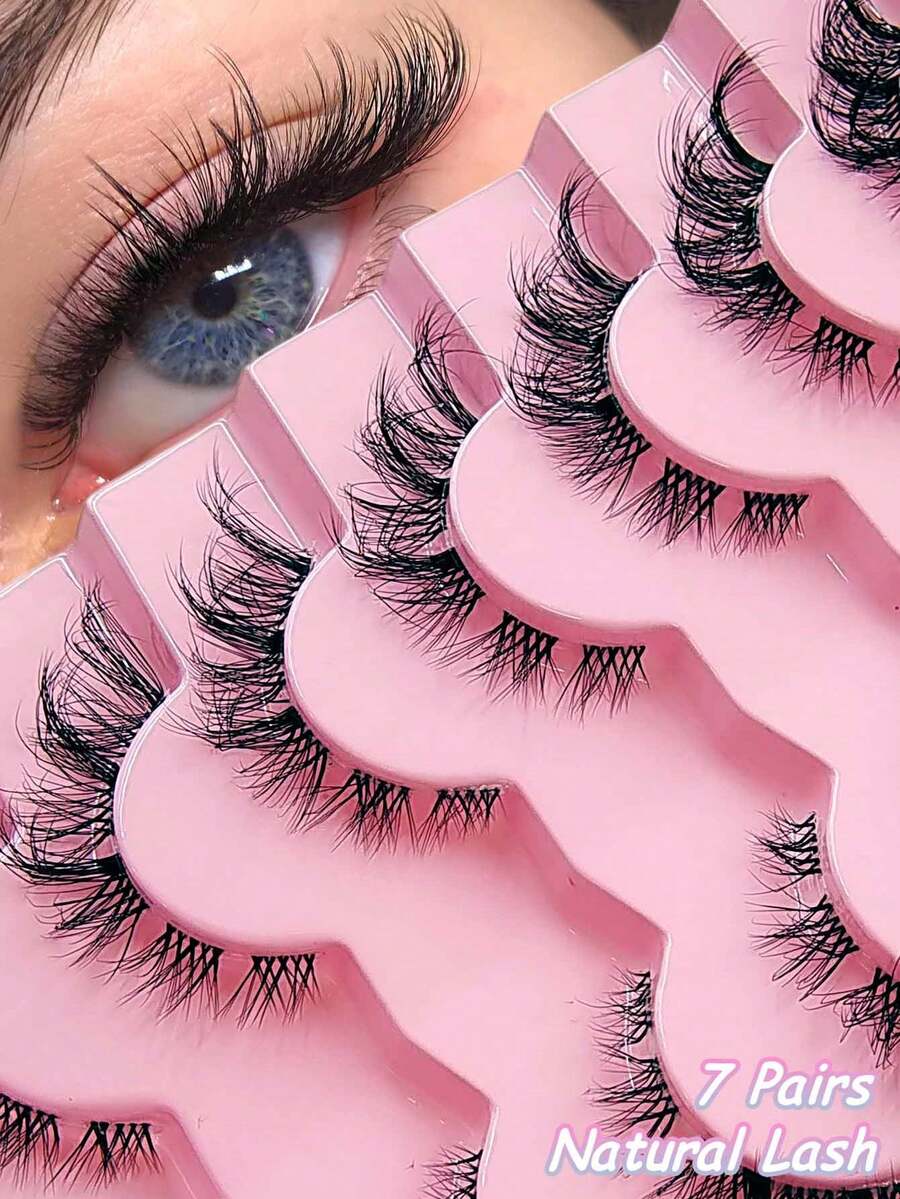 Asiteo 全新7对装假睫毛，蓬松仿貂毛假睫毛，5D纤长浓密款，打造迷人纤长浓密效果。 - 黑色 - 查看 1