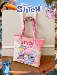 1 Pc Disney Officially Licensed Stitch Pattern Canvas Tote Bag, Girl's Large-Capacity Shoulder Bag, Lightweight Reusable Shopping Bag – Ideal For Students, Teens, Cartoon Fans, Perfect For Daily Commutes, Grocery Shopping, School Runs, Beach Trips, Holiday Gatherings,Back To School - DHF52264-sT - View 11