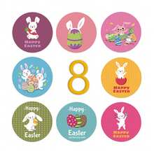 500pcs/Roll Easter Party Rabbit Stickers, 8 Cartoon Patterns Gift Seals Labels, Adhesive Stickers - one-size - View 5