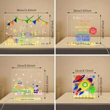 LED Message Board With 7 Colored Pens And Stand, Dry Erase Acrylic Light Up Message Board, Illuminated Desk Notepad - 透明20X20CM - 查看 2