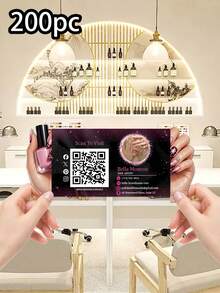 Customized Foldable Nail Technician Business Card Template, 200/500/1000 Pcs, Personalized With Photos And Text, Includes QR Code Design, Customized Pink And Black Fashionable Nail Salon Promotion Cards, Client Contact Cards - Multicolor - View 10