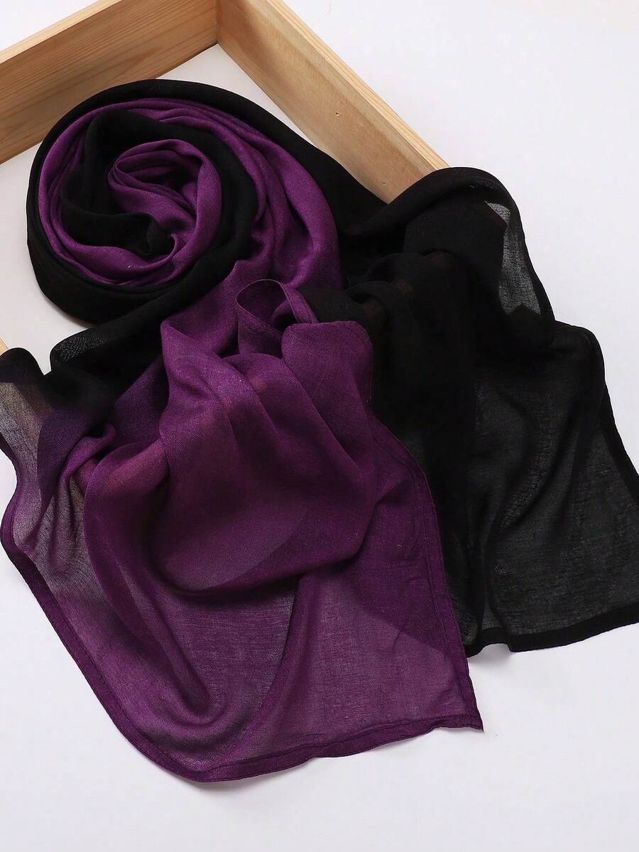 Khăn trùm đầu Hijab thoáng khí, kín đáo mới dành cho nữ, kiểu ombre, đường may đôi, chất liệu modal, thích hợp cho mùa xuân/hè. - Nhiều màu - Xem 1