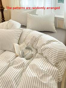 2/3件套100%纯棉条纹被套组（不含被芯） - 柔软透气，现代条纹印花床上用品套装，适用于卧室/客房，家居及宿舍必备装饰，四季皆宜的舒适床上用品套装 - 彩色 - 查看 5