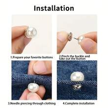 10pcs Pearl No-Sew Snap Buttons/Anti-Slip Shirt Brooch With Hidden Fasteners/Adjustable Detachable Snap Buttons For Women - A - View 9