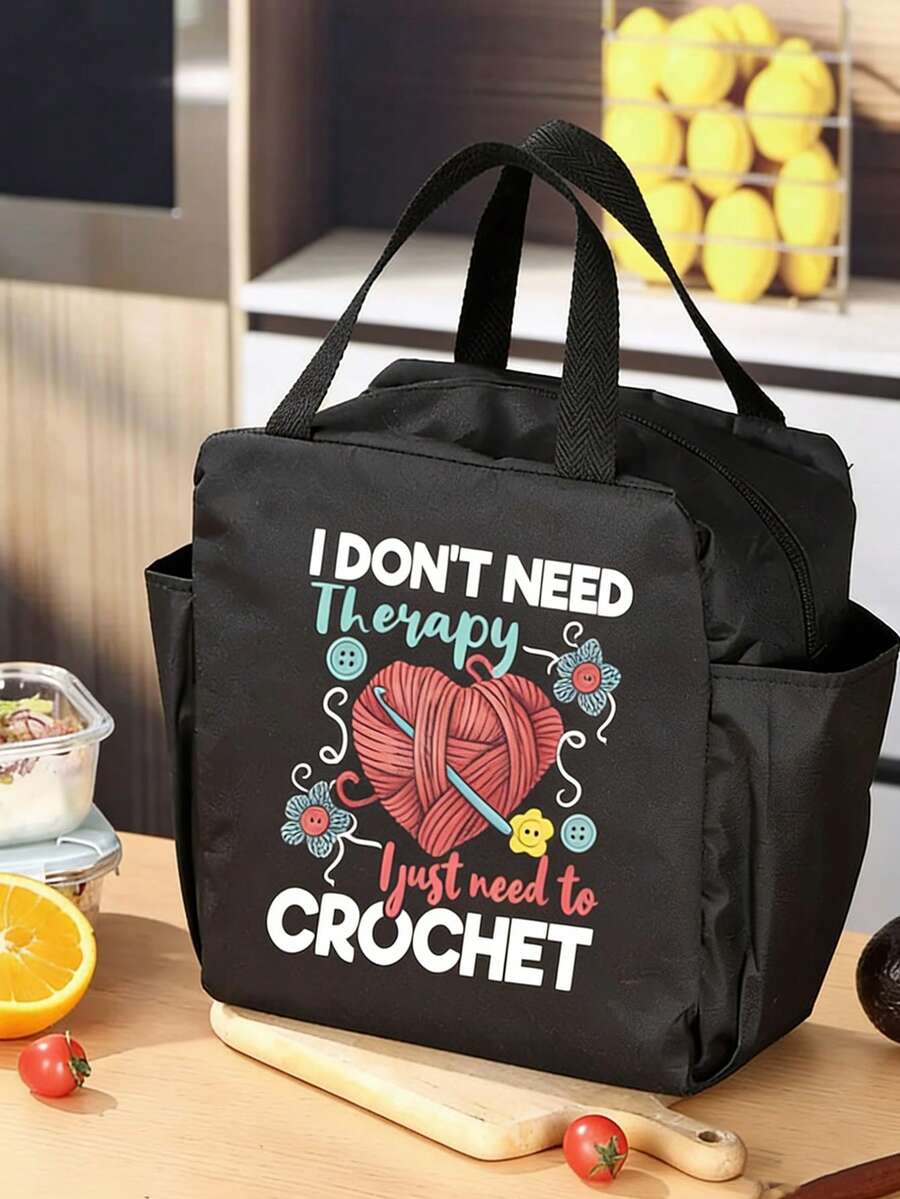 Bolsa de almacenamiento tejida de gran capacidad - Diseño con cremallera, adecuada para tejer, tela - Regalo perfecto para entusiastas del tejido Bolsa de almuerzo con cierre de cremallera - Multicolor - Ver 1