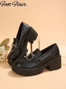 Giày nữ Foot Flair kiểu Mary Jane đế cao, gót vuông dày, quai ngang mắt cá chân, phong cách Y2K Goth Lolita Oxford cổ điển, thoải mái, phù hợp với đồng phục học sinh. - Màu đen mờ - Xem 8