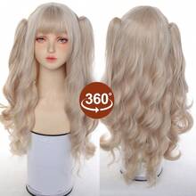 洛丽塔假发，灰褐色罗马卷发，夹式双马尾全套，出口品质 - 拼色 - 查看 5