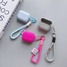 Solid Color Silicone Compatible With Protective Case Minimalist Handmade Braided Strap Bicolor Lanyard Bluetooth Earphone Case Spring Easter Gift - Light Grey - View 5