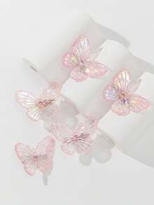 5 piezas de Pinzas para el cabello con diseño de mariposa lindas, versátiles y adecuadas para vacaciones y uso diario - Multicolor - Ver 8