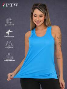 Kit 3 Women's Dry Fit Tank Top Butt Cover Mullet Gym Sports Fitness Butt Cover - Đen Xanh Hồng - Xem 2