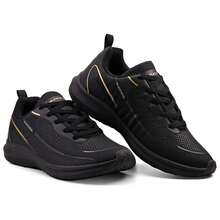 Women's And Men's Tennis Shoes For Gym, Running, Casual, Sports, EVA, Lace-Up, For Gym And Fitness - 金黑 - 查看 1