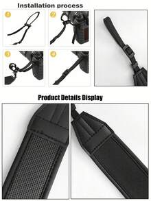 1pc Black Waterproof Sponge DSLR Camera Halter, Anti-Slip Elastic Shock-Absorbing Camera Strap - View 3
