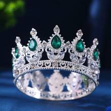 Corona redonda de estilo barroco, corona de aleación con rhinestones, adecuada para decoración de boda, fiesta, cumpleaños, actuación, decoración de ramos - Tamaño pequeño - Ver 17