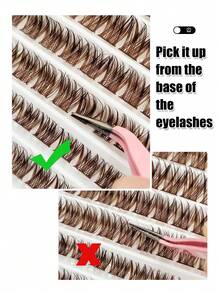 Rikuaild 120片D型卷翘棕色自然浓密假睫毛，柔软蓬松的仿貂毛材质，适合日常妆容、复活节、母亲节、开学季、生日礼物等场合。可重复使用的棕色单根假睫毛，可用于化妆、睫毛簇、单根假睫毛等。 - D - 查看 7
