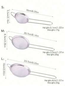 3 piezas Colador de malla fina de acero inoxidable con mango antideslizante, tamiz multifuncional para polvo, té, jugo, pasta, café, arroz y otros usos de cocina y repostería, resistente a la oxidación y fácil de limpiar - Multicolor - Ver 4