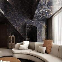 Giấy dán tường giả đá cẩm thạch có thể tháo rời, chống thấm nước, chống dầu mỡ, giấy dán vinyl, thích hợp cho gạch men, nhà bếp, phòng ngủ, phòng khách, ốp tường bếp, trang trí tường DIY, 40cm x 5m - đá sapphire - Xem 3