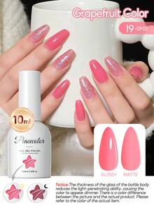 Sơn móng tay dạng gel PEACECOLOR 1 chai 10ml, chai thủy tinh, màu hồng, có thể tẩy rửa bằng dung dịch UV LED, màu nude, trắng và nhũ, bền lâu, thích hợp cho việc làm móng tại nhà và thiết kế móng hàng ngày tại salon. - Nhiều màu - Xem 9