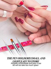 7/3/1 Pcs Nail Art Brush Holder - Multi-Slot Acrylic Resin Gel Nail Brush Organizer Desk Storage - Candy Color Nail Art Brush Stand - Portable For Travel - Multicolor - View 2