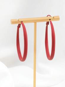 1对经典圆形时尚简约百搭耳环，适合日常佩戴 - 彩色 - 查看 2