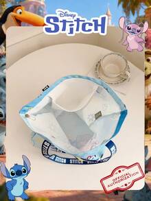 Disney 1 Pc  Officially Licensed Stitch Pattern Canvas Tote Bag, Women's Large-Capacity Shoulder Bag, Lightweight Reusable Shopping Bag – Ideal For Girls, Teens, Cartoon Fans, Perfect For Daily Commutes, Grocery Shopping, School Runs, Beach Trips, Holiday Gatherings,Back To School - DHF52266-sT - View 6