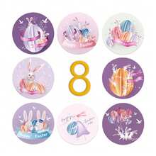 500pcs/Roll Easter Party Rabbit Stickers, 8 Cartoon Patterns Gift Seals Labels, Adhesive Stickers - one-size - View 9