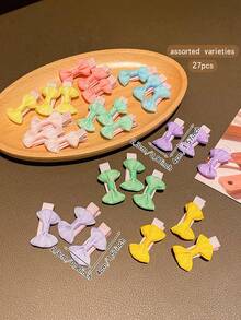 27pcs Random Color Fabric Bowknot Hair Clips, Cute Sweet Hair Accessories Suitable For Daily Use - Multicolor - View 8