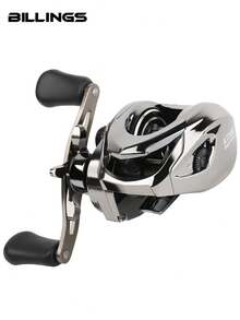 BILLINGS 带磁力刹车系统的抛饵式渔线轮，7.2:1高速齿轮比，高强度金属线杯，轻巧耐用，适用于淡水和海水垂钓。 - 銀色 - 查看 1